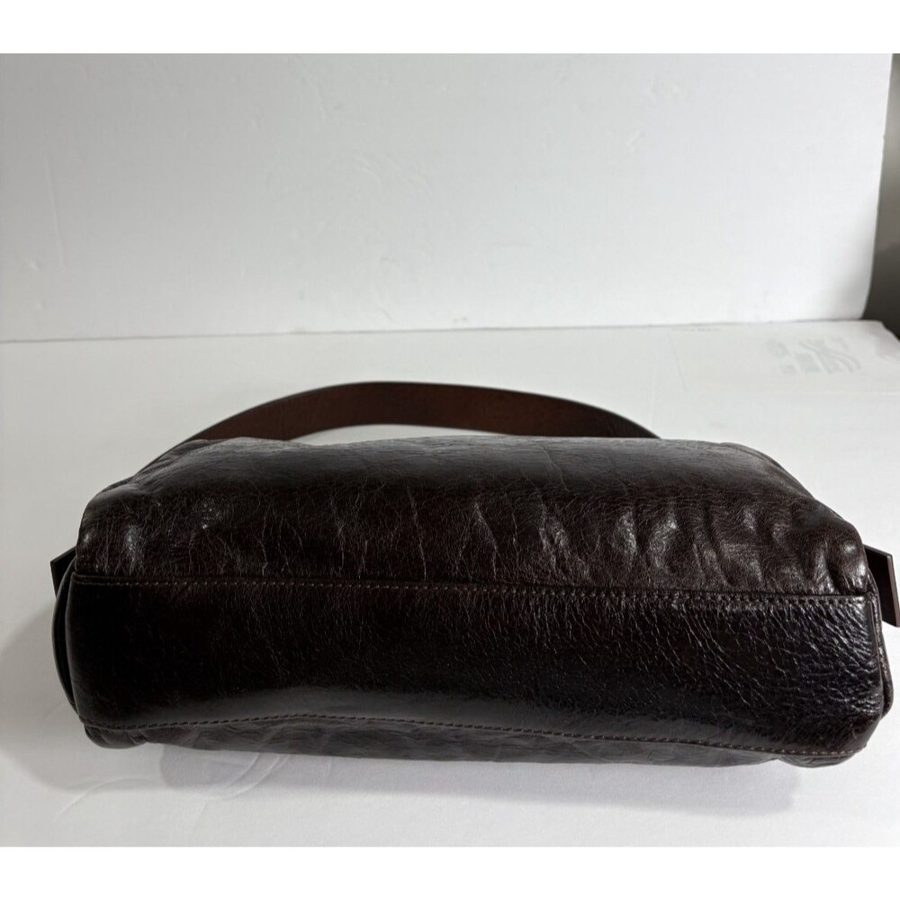 Sundance Belted Baguette Women's Leather Bag Dark Espresso Brown Purse - Picture 7 of 10